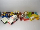 Vintage Fisher Price Little People Animals Cars Lot Accessories Figures 70's
