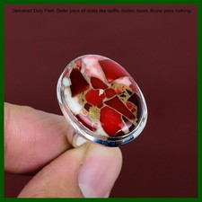 925 Silver Oval Kingman Red Mohave Copper Tur...