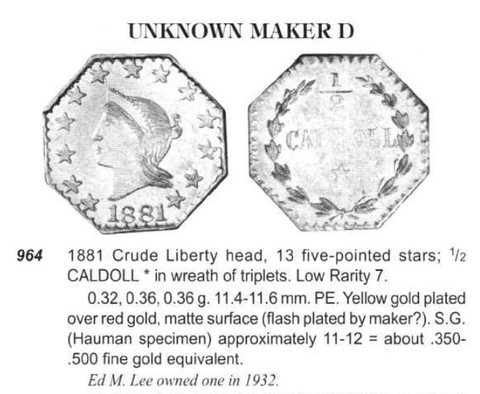 LR7 1881 G50C California Fractional Gold / BG-964 ICG MS60 Det Holed - xRare - Image 4 of 4