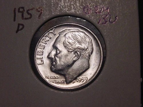 1959-D ROOSEVELT DIME GEM BU NICE ORIGINAL BETTER DATE COIN FREE SHIPPING