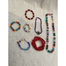 Set of 7 Kids Costume Jewelry Necklace Bracelet Beads BFF I Love You Assortment