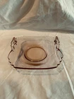 Vintage Depression Era Pink Glass Double Handled Tidbit Serving Tray 5.5x6.5