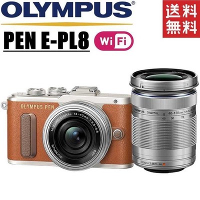 Olympus PEN E-PL8 Mirrorless Camera Kit with 2 Lenses, Wi-Fi, Touch Screen, Brow