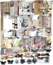 260 piezas de material vintage para álbumes de recortes y journaling: papel adhesivo, pegatinas y elementos decorativos