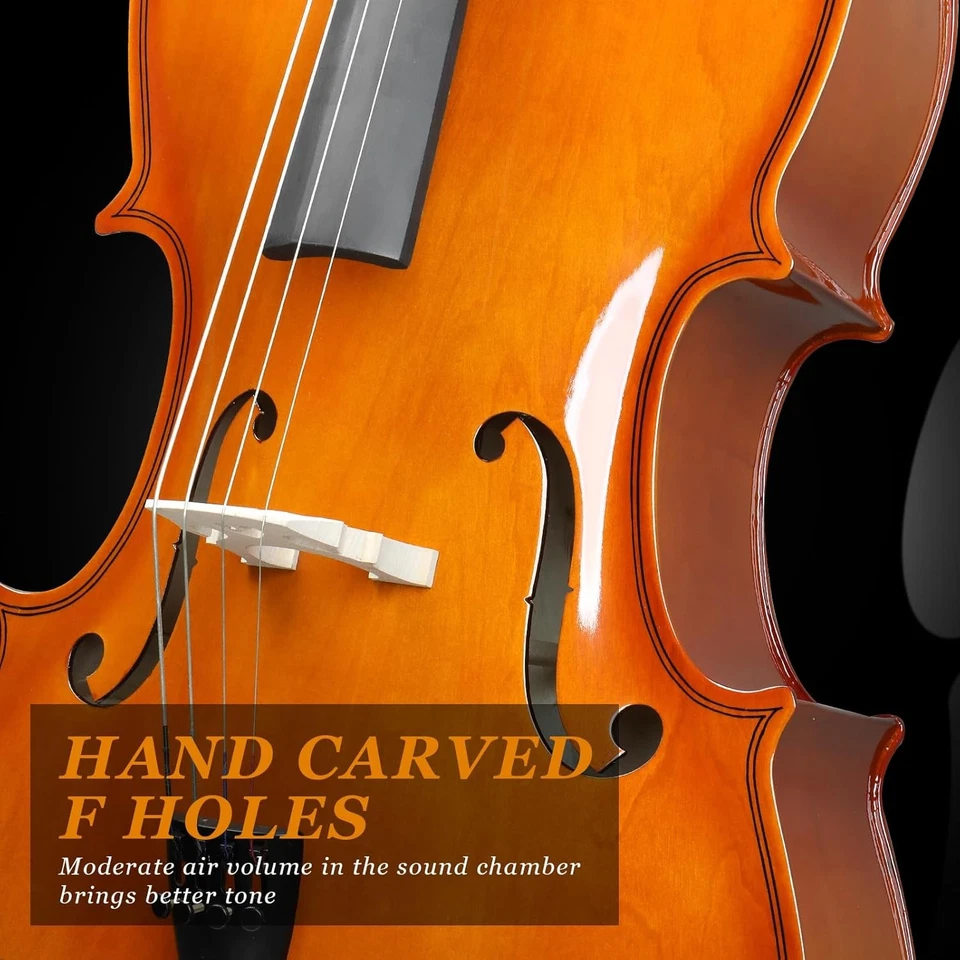 Ktaxon 3/4 violonchelo, juego de violonchelo acústico para principiantes con bolsa portátil, arco, Rosi Foto 3 de 4