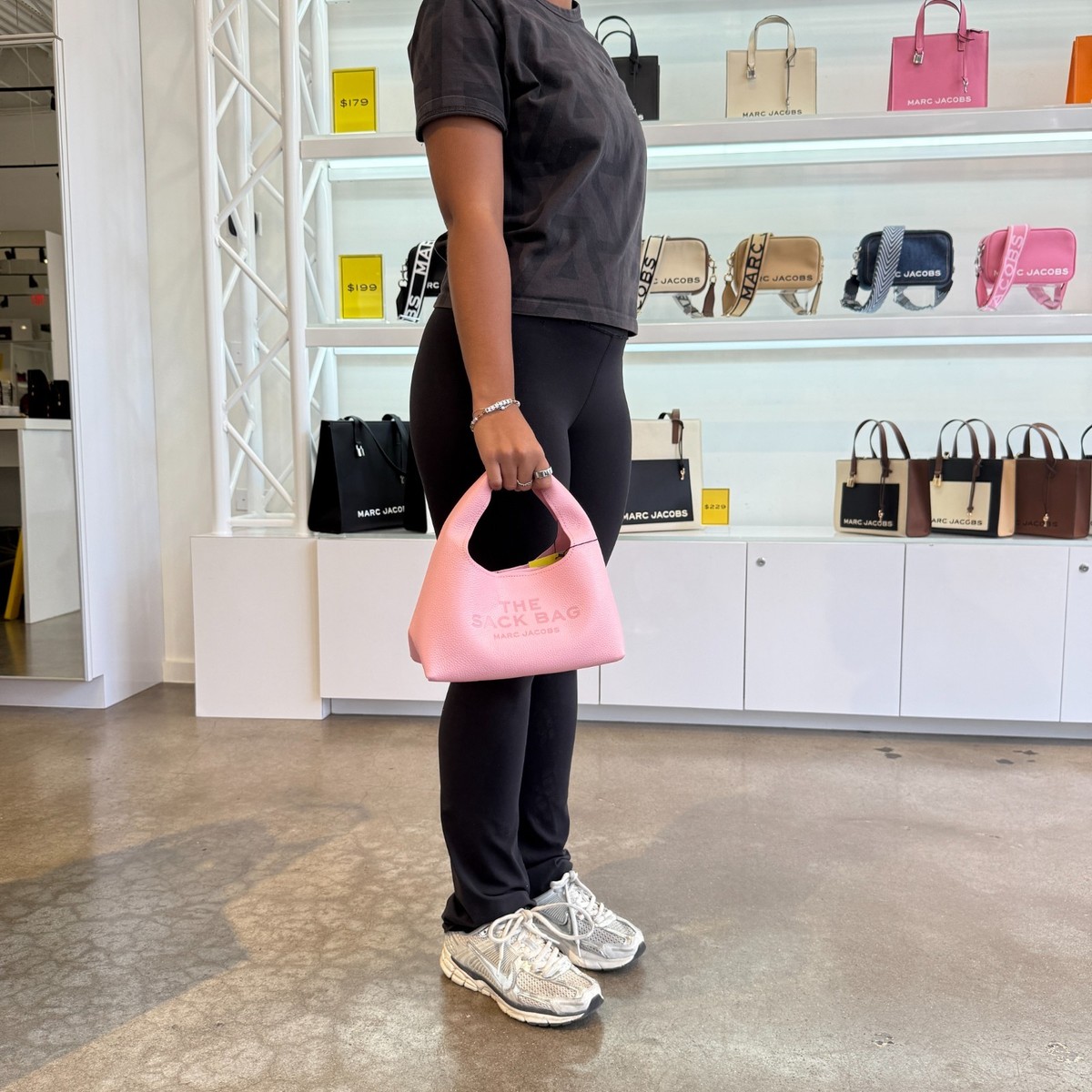 Marc Jacobs Women's Ribbon Pink The Mini Sack Leather Top Handle