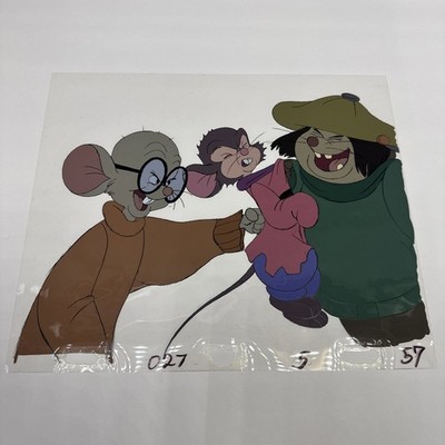 Vintage 1986 An American Tail Don Bluth Animation Art Cel Fievel, Roc & Noodles