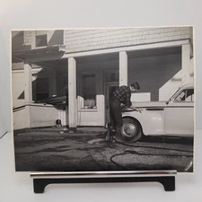 1950s Pontiac Cocker Spaniel Washing Car Dog 8x10 Real Photo VTG Auto Man 