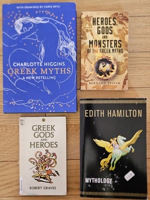 4 Book Lot: Greek Myths : A New Retelling; Mythology; Greek Gods And Monsters,..