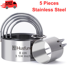 Biscuit Cutter Set Round Cookie Cutters With Handle 5 Pcs Stainless Steel Circle