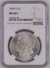 1904-O Morgan Silver Dollar MS66+ NGC Brilliant White Coin!