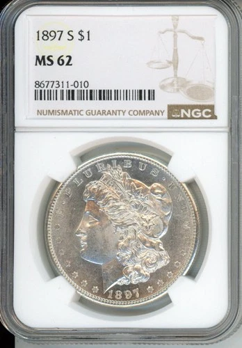 1897-S Morgan Silver Dollar MS62 NGC 8677311-010