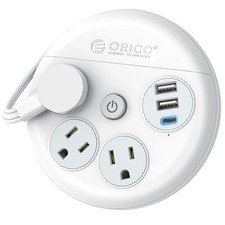 ORICO Travel Power Strip with USB Ports, 4 ft Flat Extension Cord 4FT, White