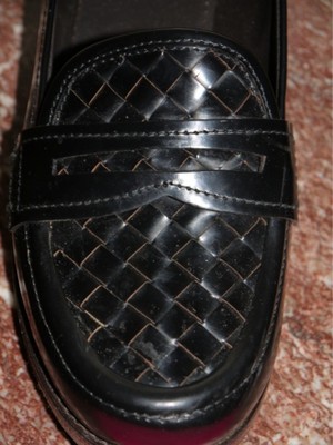 Bottega Veneta Women's Intrecciato Woven Black Leather Loafers