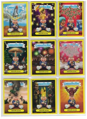 2012 GARBAGE PAIL KIDS FLASHBACK 3 YELLOW ADAM BOMB MANIA SET - 10 STICKER CARDS