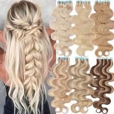 Invisible Tape In Real Remy Human Hair Extensions Skin Weft Body Wave  Straight