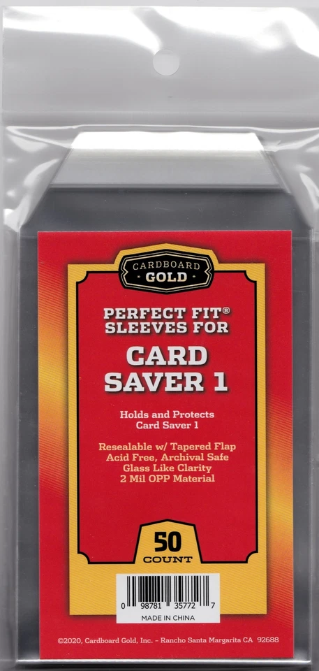 CARDBOARD GOLD 2500 CBG Perfect Snug Fit Sleeves for Card Saver 1 - 50 packs of 50ct - NEW