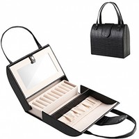 J.rosée Jewelry Case Organizer Portable Travel Bag Of Black Faux Leather And J.rosée Jewelry Case Organizer Portable Travel Bag Of Black Faux Leather And