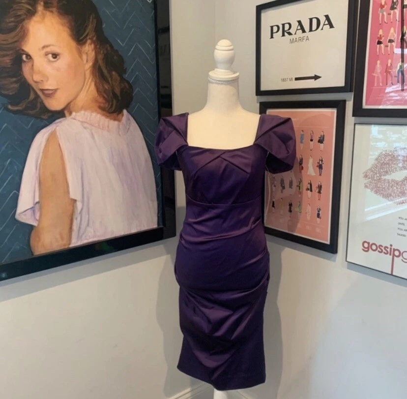 SCREEN WORN Lily van der Woodsen Nicole Miller Satin Purple Dress 4 Gossip Girl - Image 3 of 4