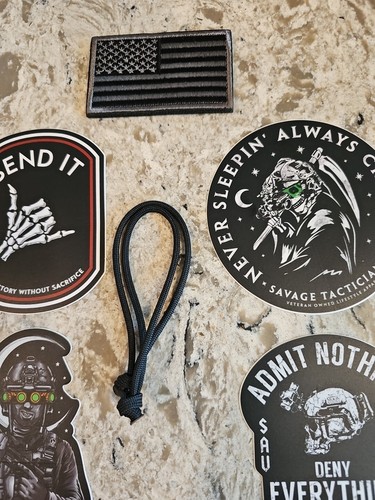 Savage Tacticians Sticker Pack W 550 Cord Zipper Pulls And Subdued Flag Patch #5 - Picture 4 of 4