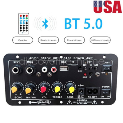 Amplifier Board Bluetooth AMP Module USB FM Radio TF Player Audio Subwoofer USA