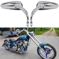 Chrome Motorcycle Flaming Side Mirror For Harley Davidson Big Dog Chooper Custom