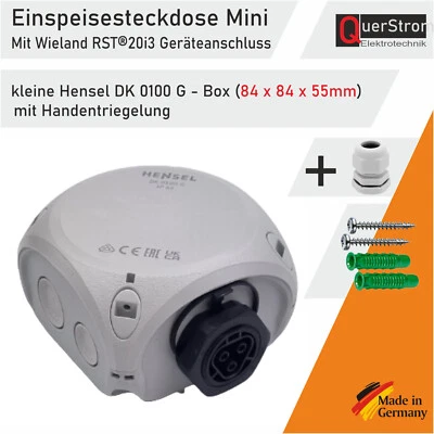 QUERSTROM Einspeisesteckdose Mini mit Wieland RST20i3 Geräteanschluss in Mini Hensel-Box