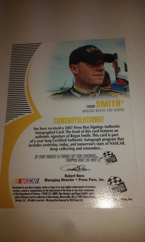 Regan Smith Autograph 2007 Rookie Press Pass Card 19/25 Made Nascar Rare - Image 4 of 4
