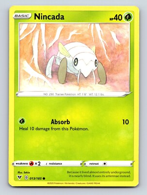 Nincada HP 40 Absorb Attack Rarity Green Pokémon Card | eBay