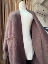 Angora Sweater Fluffy Fuzzy Cardigan Super Soft Chunky Knit 