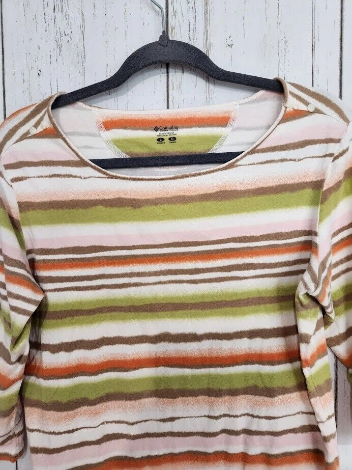 Top informal para mujer Columbia talla grande verde multicolor manga 3/4 Foto 3 de 4