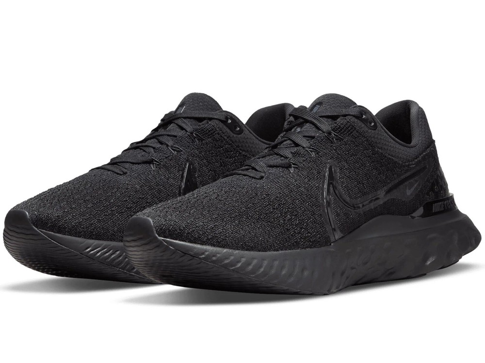 Nike React Infinity Run FK 3 Mens US 9 Triple Black Running Shoes New