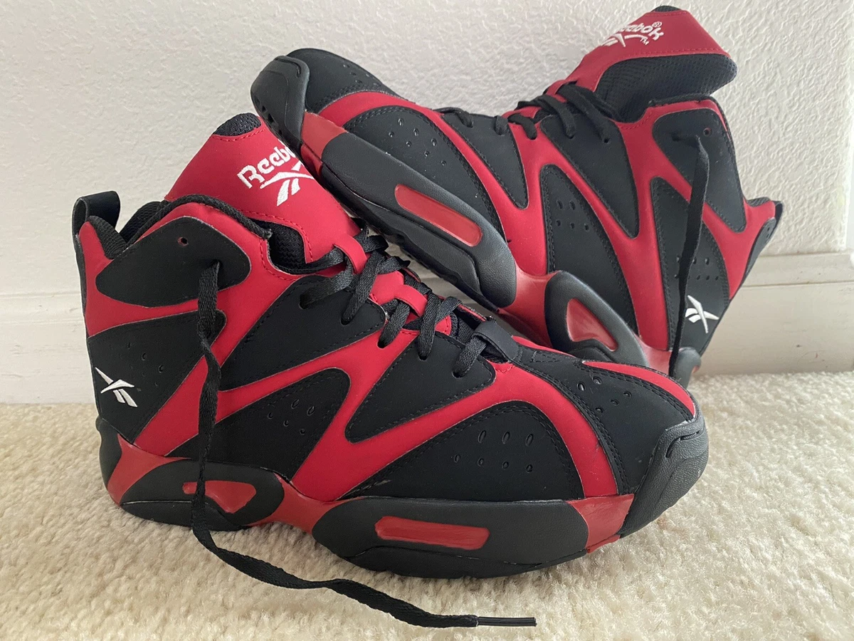 Reebok Kamikaze 1 Mid V61798 Men's Sz 7 Shawn Kemp Retro Shoes Black Red  RARE