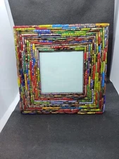 Mini Mosiac Beaded Picture Frame Stand Up 6" Square