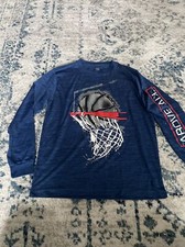 Tek Gear Youth M Long Sleeve Shirt Blue Athletic Dri fit Basketball