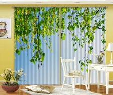 3D Sky Green Leaves ZHUA2402 Photo Curtain Window Blockout Fabric Amy 2023