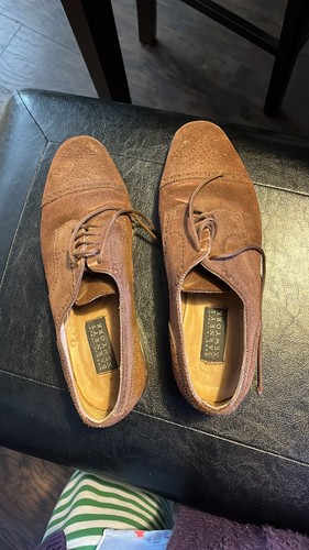 Barneys New York Mens Shoes 8 Oxford Italian Leather Suede - Picture 2 of 5
