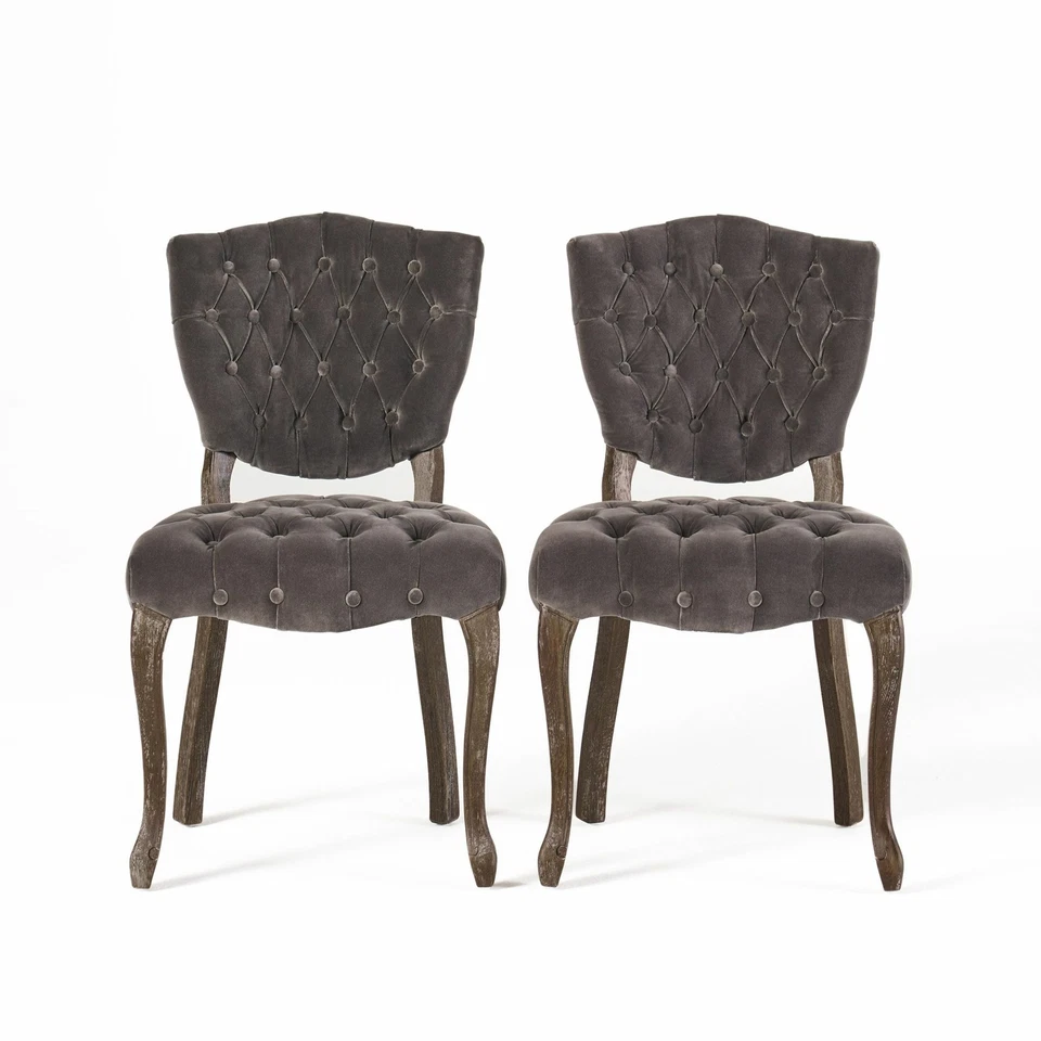 Violetta French Design Charcoal Dining Chair (Set of 2) - Image 2 of 4