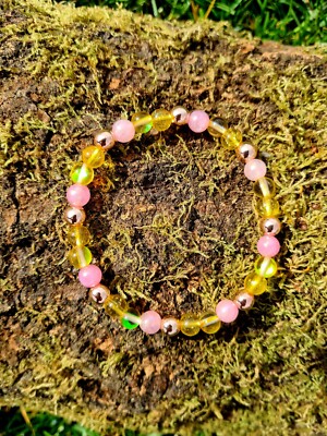 Citrine, Rose Aura Jade, Yellow Austrian Crystal & Rose Gold Hematite Healing...