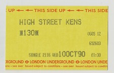 High Street Kensington 12 - UTS London Underground ticket - London W8