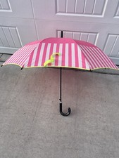 Victoria's Secret Full Umbrella Pink Striped 2016 Limited Edition Green Trim