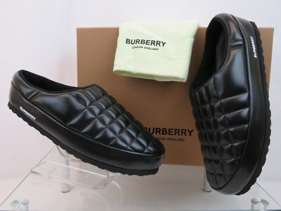 BurberryバーバリーNorthaven Check Mulesサンダル $570 BURBERRY NORTHAVEN BLACK QUILTED CHECK LEATHER LOGO