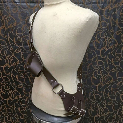 Retro Leather Medieval Pirate Baldric Sword Holster Strap Belt Cosplay Costume - Picture 11 of 14