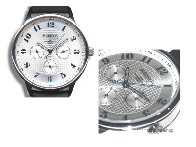 MADISON New York - Armbanduhr mit Datum & Wochentag - Chrono-Date analog - Edel