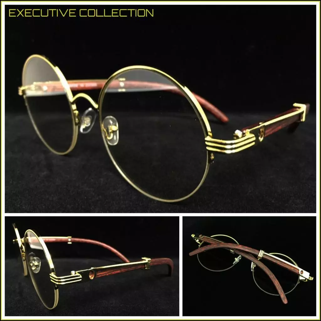 Round clear glasses gold sale