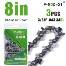 3PCS 8" Chainsaw Chain Blade For DEWALT 20V MAX Pole Saw 3/8"LP .043" 34DL