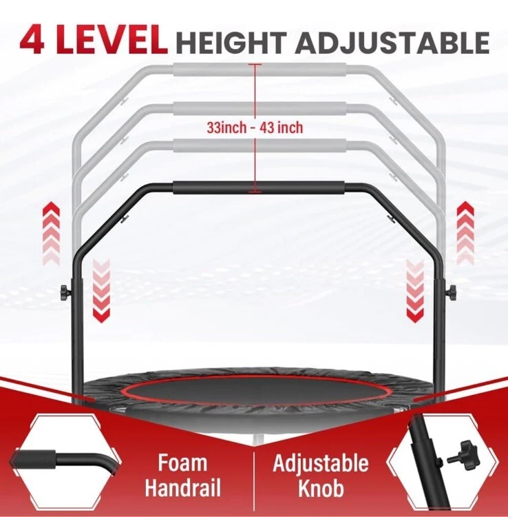 40" Mini Exercise Trampoline for Kids Adults Indoor Foldable Fitness Rebounder - Image 4 of 4