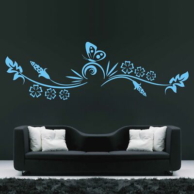 Wandtattoo RANKE SCHMETTERLING Deko Floral Blume Blumenranke CrazyShirt