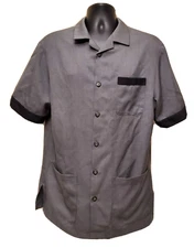 Cintas Vented Uniform Top Gray Medium Short Sleeve Lot of Two