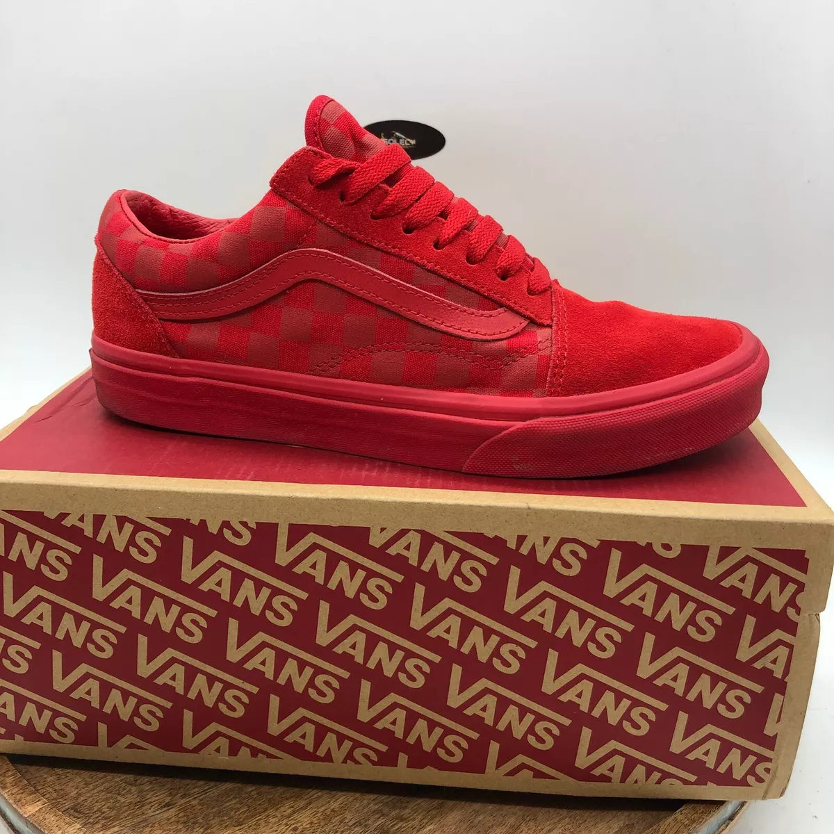 Vans Off The Wall ALL Red Canvas Skateboard Sneakers Mens Size 7 Lace Up